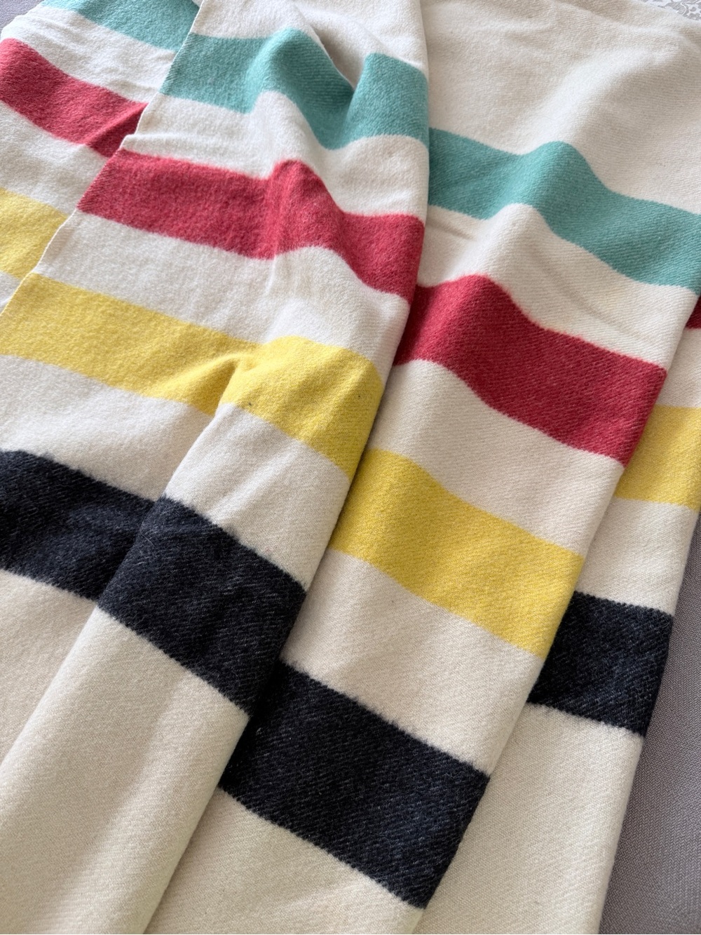 Golden Dawn Striped Wool Blanket Hudson Bay Candy Stripe - Picture 6 of 16